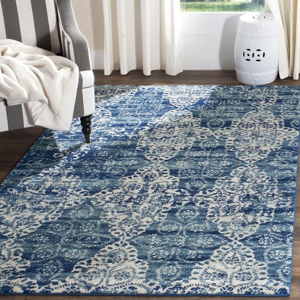 Safavieh Evoke EVK266F-5 5"1" x 7"6" Royal/Ivory Area Rug, , large