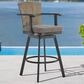 Armen Living Hazel Patio Swivel Bar Stool with Charcoal Cushion in Black, , large