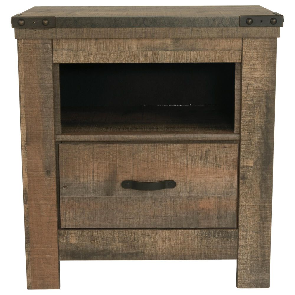 Ashley Trinell 1 Drawer Nightstand in Brown with 2 USB Type C Ports, , large