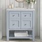 James Martin Vanities Breckenridge 30" Single Bathroom Vanity in Serenity Blue with 3 cm Eternal Jasmine Pearl Quartz Top and Rectangular Sink, , large