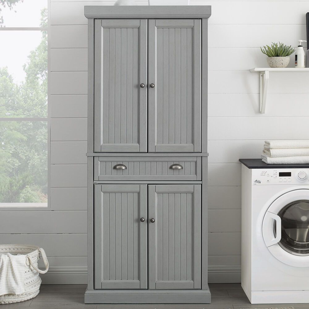 Crosley Furniture Seaside Pantry in Distressed Gray, , large