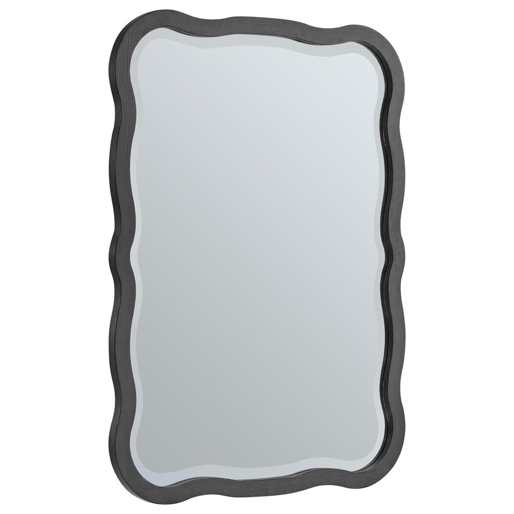 James Martin Vanities Rowyn Wavy 28&quot; Scalloped Rectangular Mirror in Carbon Oak, , large