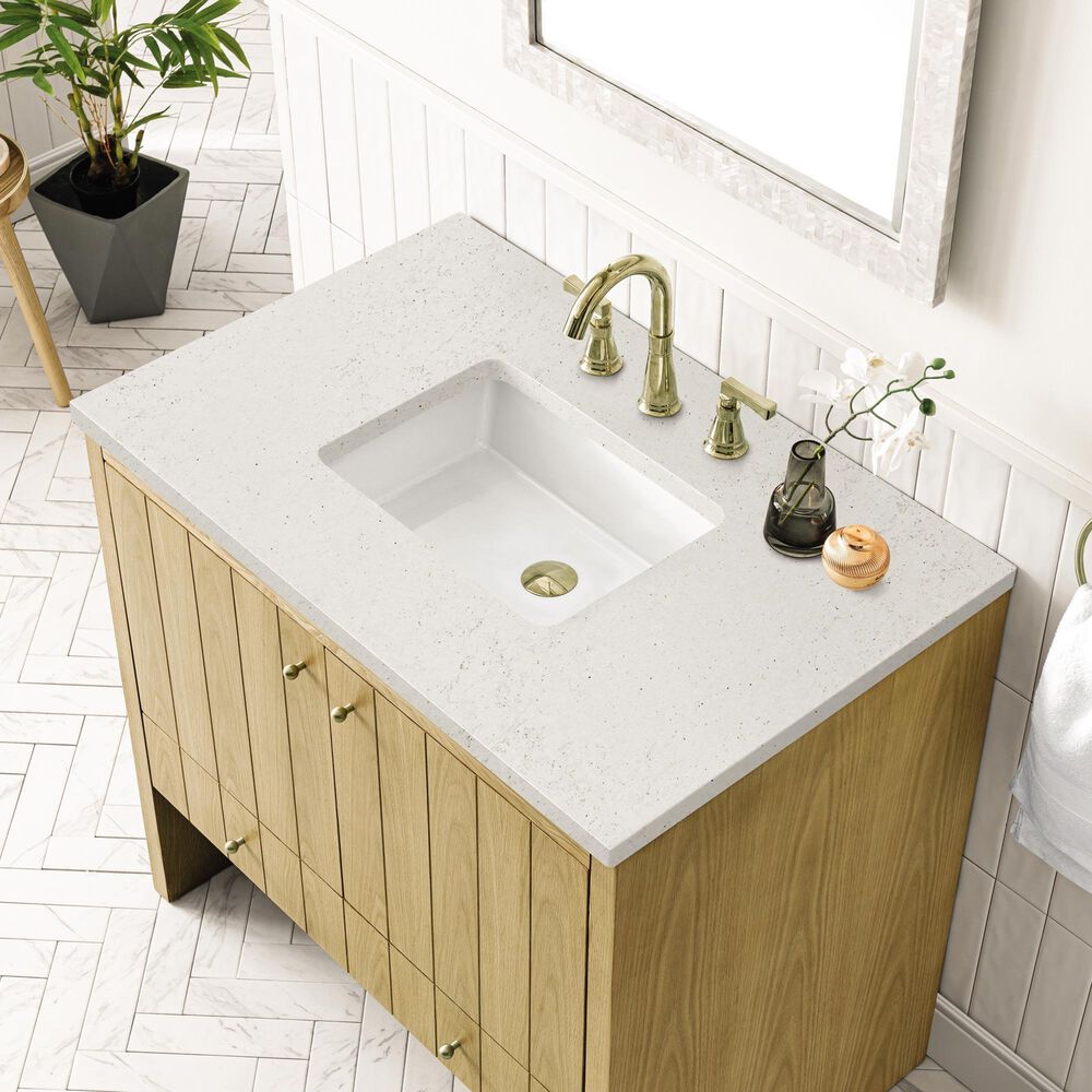 James Martin Vanities Hudson 36" Single Bathroom Vanity in Light Natural Oak with 3 cm Lime Delight Quartz Top and Rectangular Sink, , large