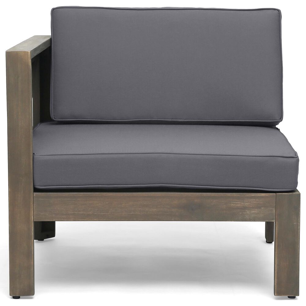 Hearth and Haven Alcove 5-Piece Outdoor L-Shape Sectional Set with Dark Grey Cushion in Teak, , large
