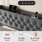HOMLUX Full Upholstered Platform Storage Bed with Headboard Shelf and USB Charging Station in Gray, , large