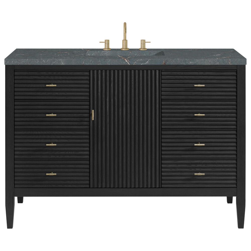 James Martin Vanities Myrrin 48&quot; Vanity in Carbon Oak with 3 cm Parisien Bleu Quartz Top, , large