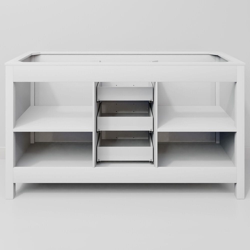 Lexora Home Marsyas 60" Double Bathroom Vanity in White with Grey Quartz Top and Rectangular Sinks, , large