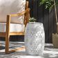 Hearth and Haven Ruby Outdoor Barrel End Table with Lace-Cut Design in White, , large