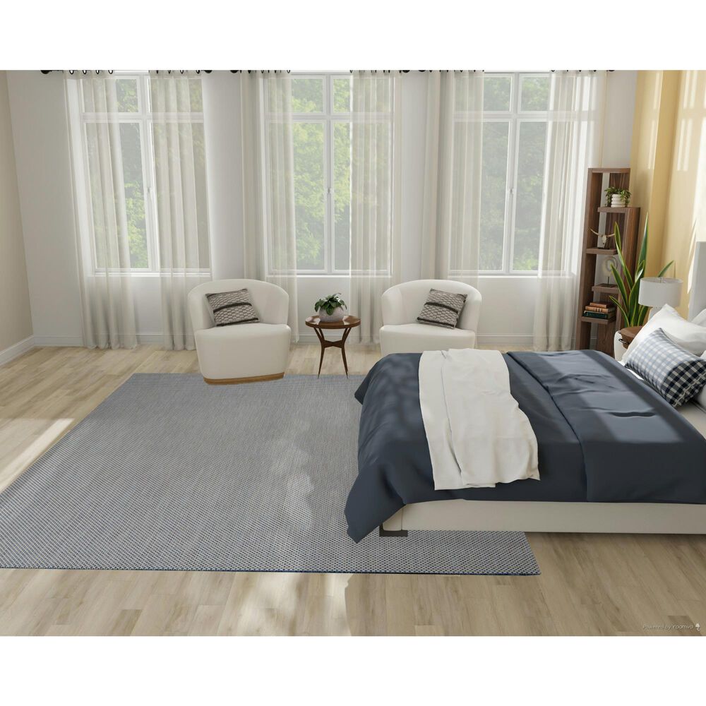 Nourison Courtyard Ivory and Blue 8&#39; x 10&#39; Indoor/Outdoor Area Rug, , large