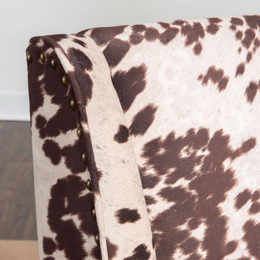 Linon Home Decor Draper Office Chair with Brown and White Cow Cushion in Walnut, , large