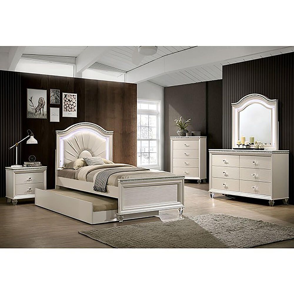 Furniture of America Allie 4-Piece Twin Bedroom Set in Pearl White, , large