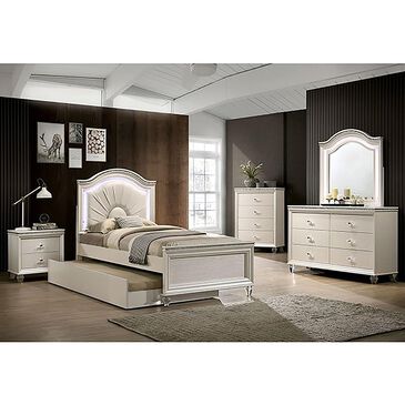 Furniture of America Allie 4-Piece Twin Bedroom Set in Pearl White, , large