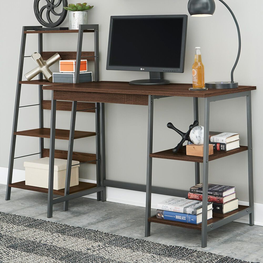 Signature Design by Ashley Soho Home Office Desk and Shelf in Dark Brown, , large