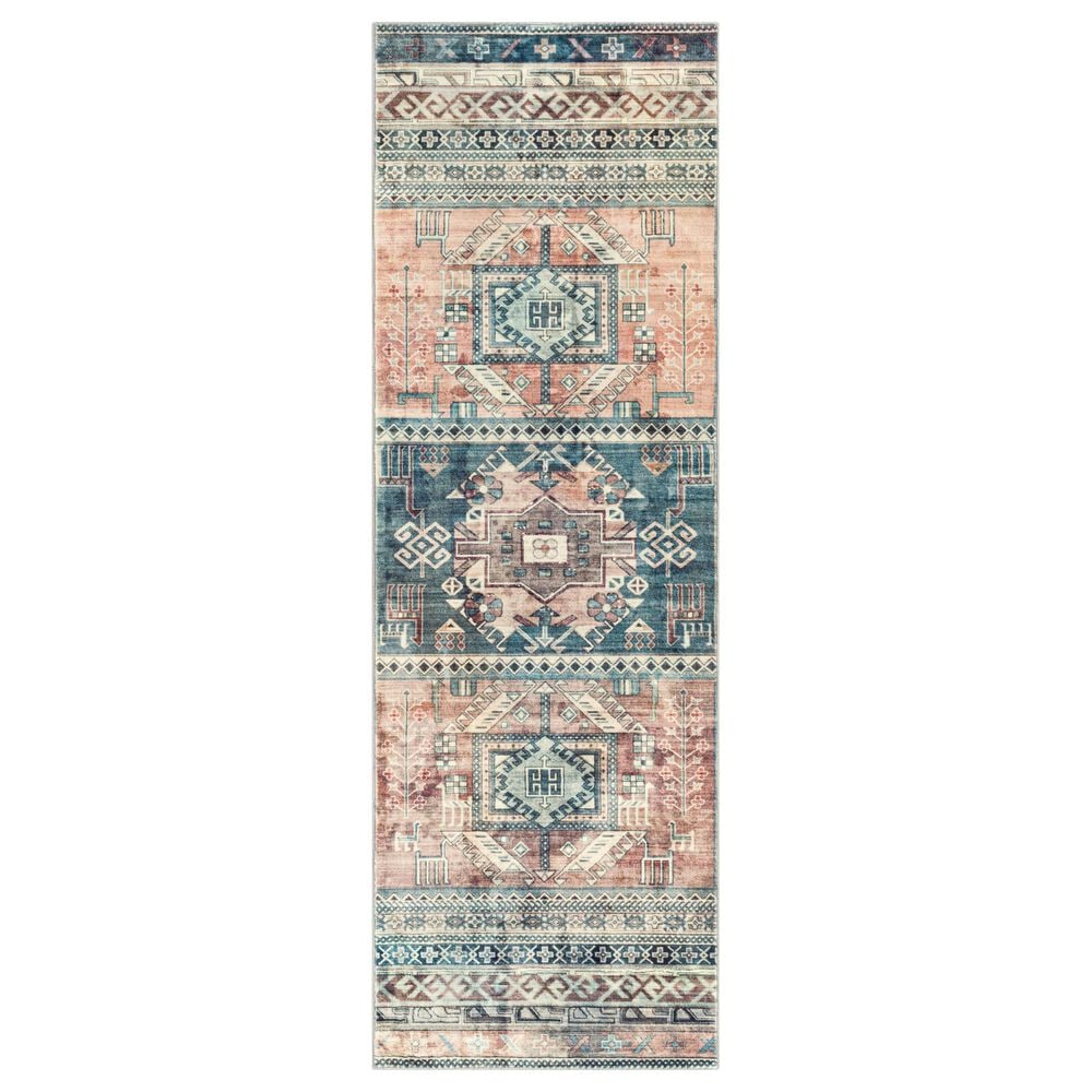 Surya Erin 2"6" x 7"6" Blue, Sage and Coral Runner, , large