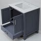 Lexora Home Jacques 30" Single Bathroom Vanity in Dark Grey with 2 cm White Quartz Top and Rectangular Sink, , large