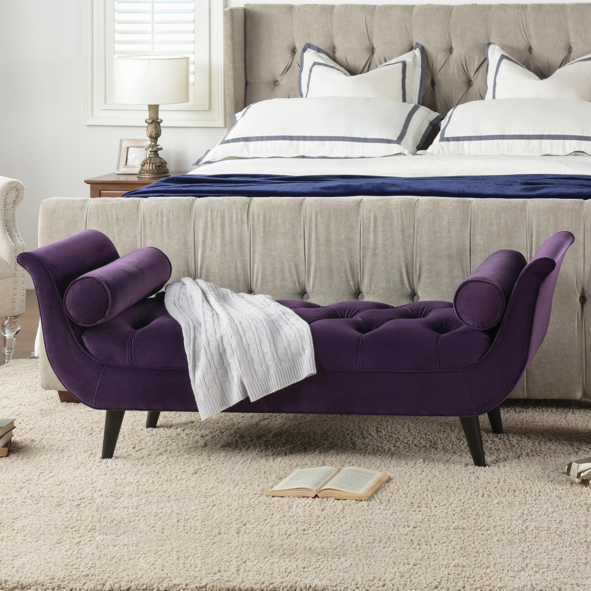 Purple bed bench cheap