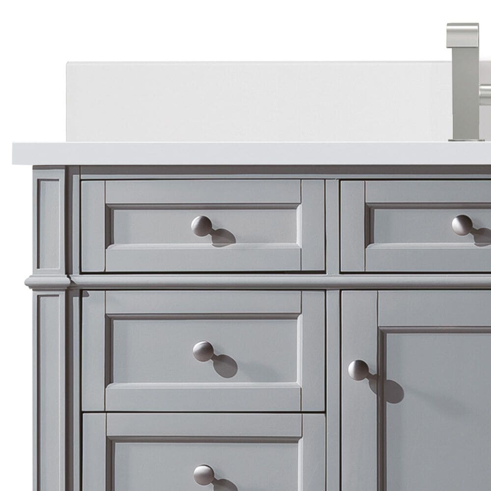 James Martin Vanities Brittany 30&quot; Single Bathroom Vanity in Urban Gray with Single Hole 3 cm White Zeus Quartz Top and Rectangular Sink, , large