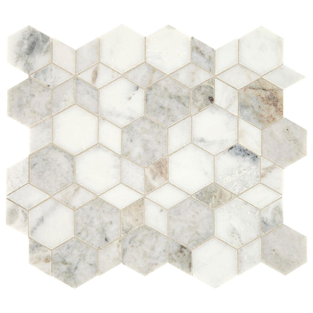 Dal-Tile Sublimity Daphne White Hypnotic 11" x 12" Marble Mosaic Sheet, , large
