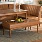 Baxton Studio Daymond Dining Bench with Tan Cushion in Walnut Brown, , large