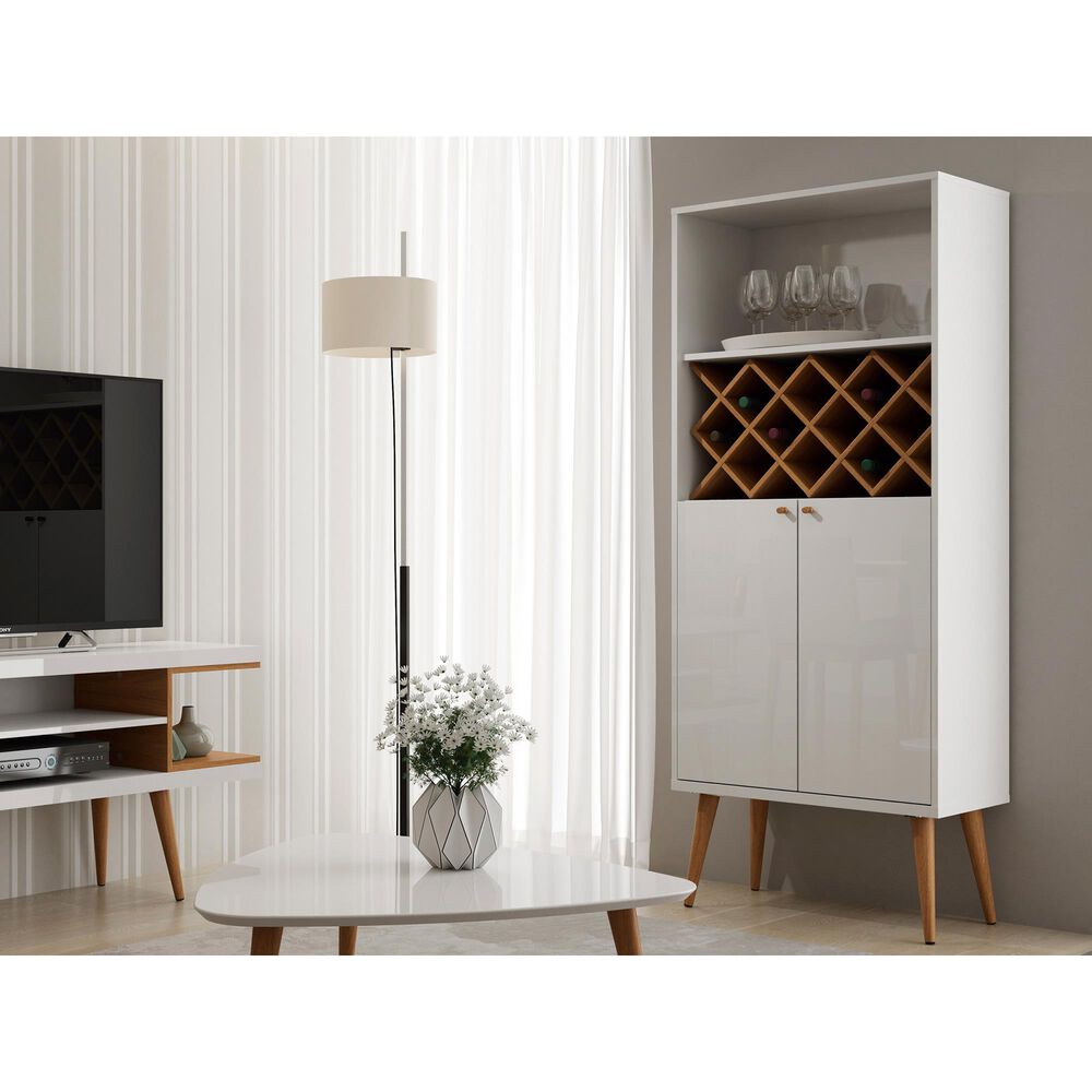 Dayton Utopia 10-Bottle Wine Rack China Storage Closet in White Gloss and Maple Cream, , large