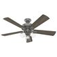 Hunter Crestfield 52" Pull Chain Ceiling Fan with LED Lights in Matte Silver, , large
