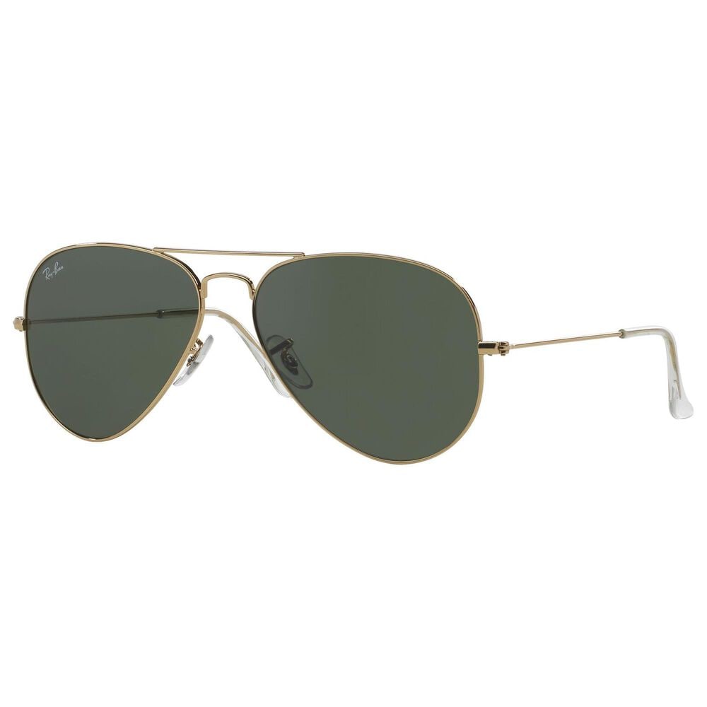 Rayban Glasses Aviator Classic Sunglasses with G-15 Green Lenses in Polished Arista Gold, , large