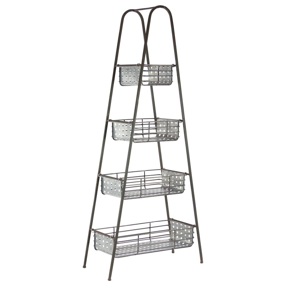 Maple and Jade 65" x 29" 4-Tiered Storage Rack in Black, , large