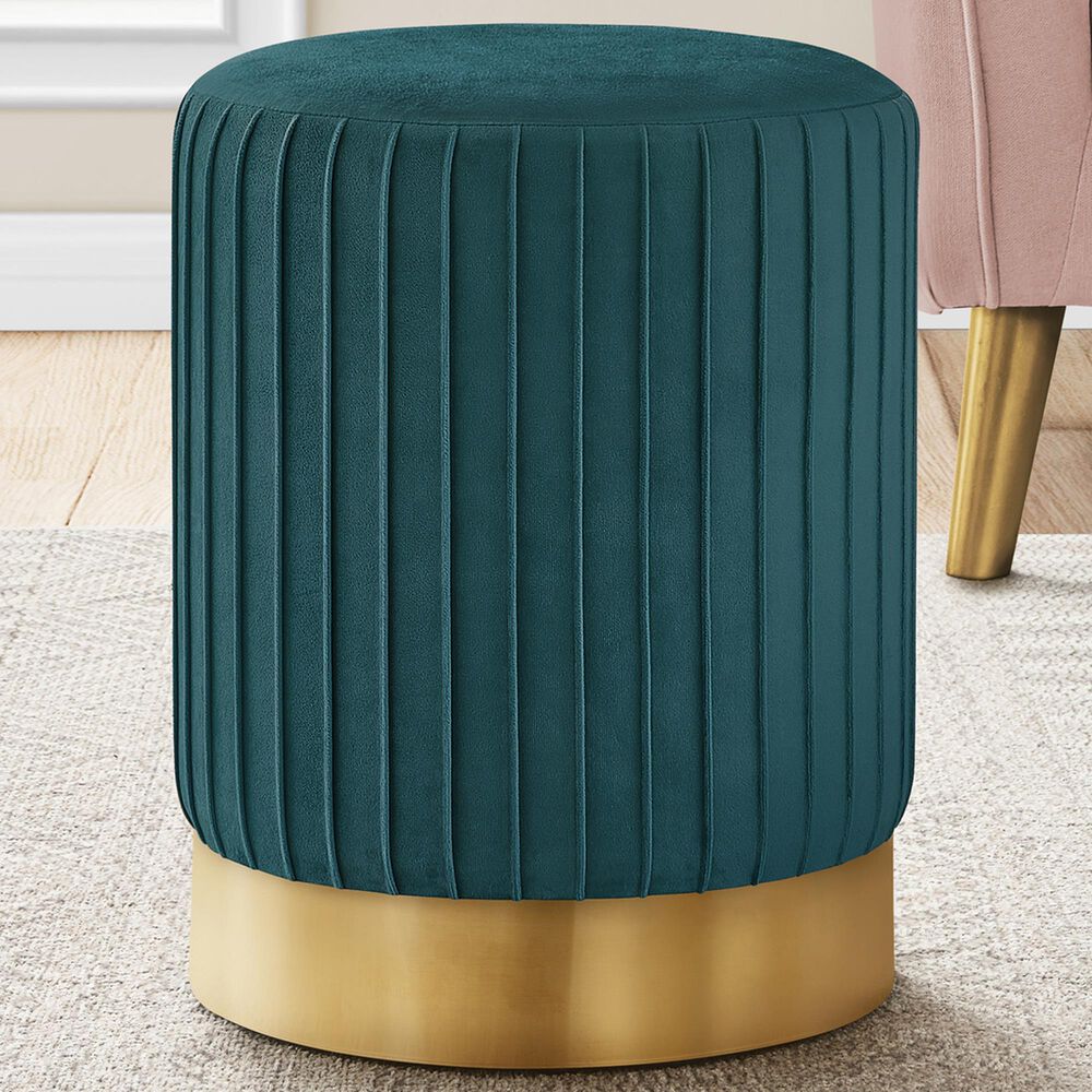 Monarch Specialties Ottoman with Gold Metal Base in Turquoise, , large