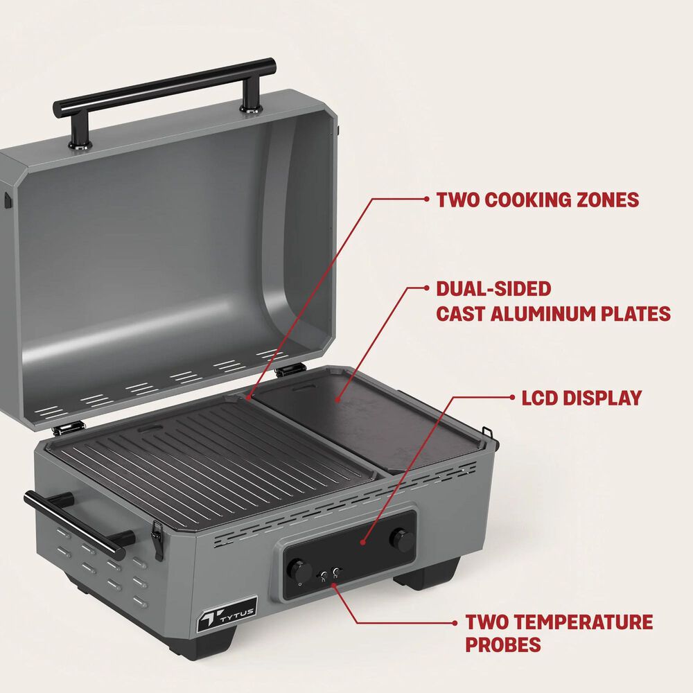 TYTUS Emberwood Portable Electric Grill and Griddle in Gunmetal Gray, , large