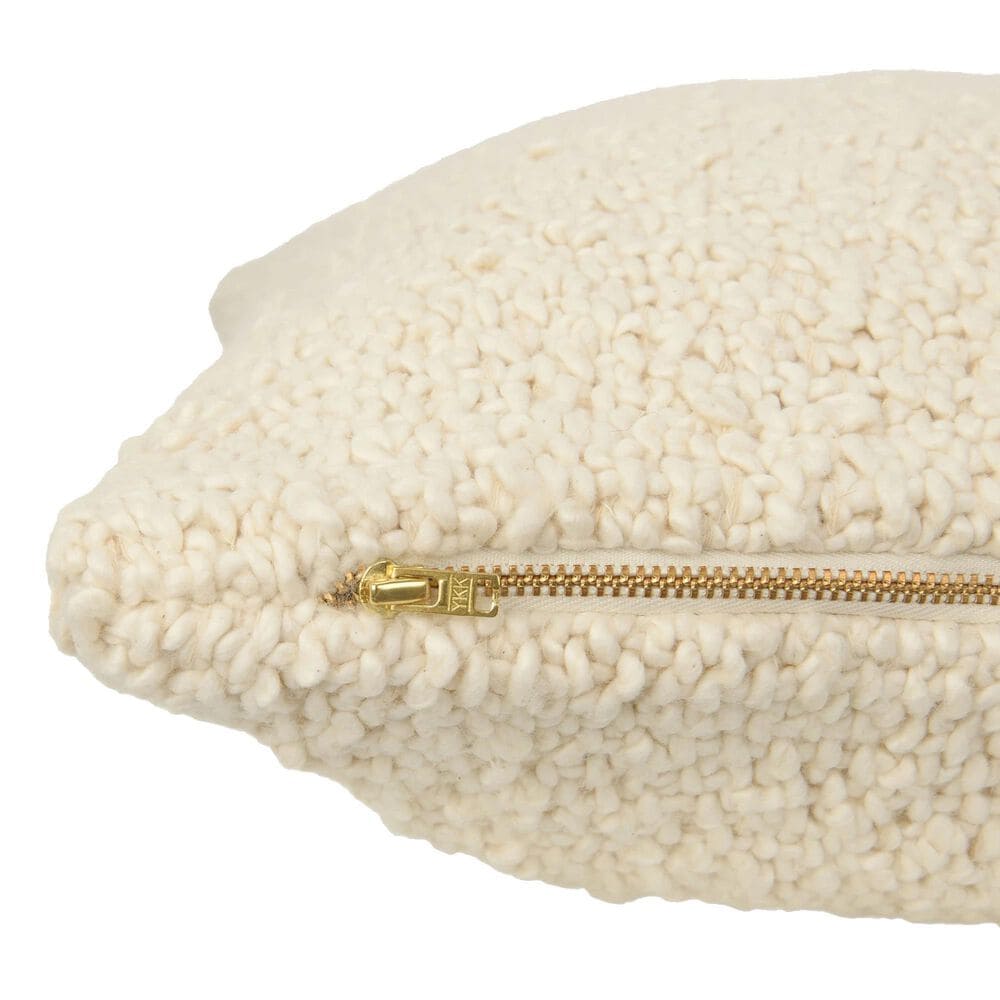 Teak Interiors 20&quot; x 20&quot; Woven Cotton Boucle Throw Pillow in Cream, , large