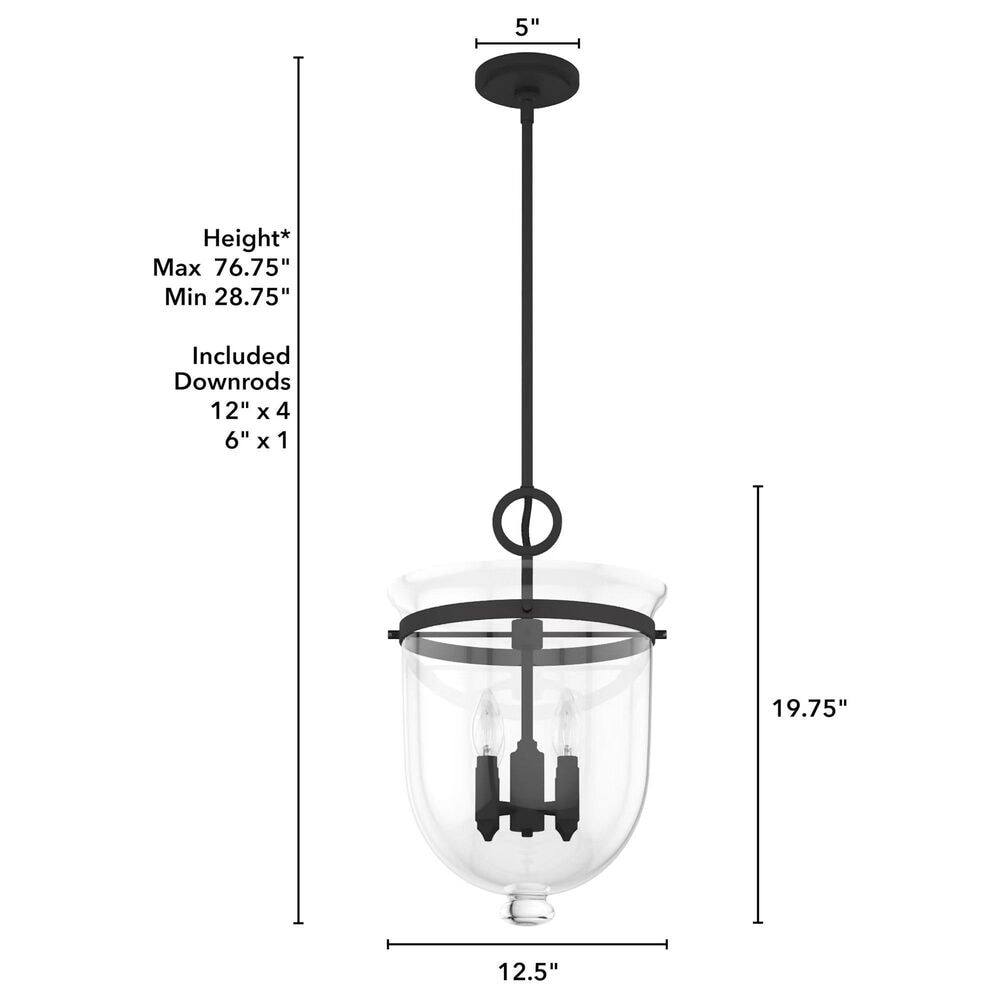Hunter Belltown 4-Light Pendant in Natural Iron, , large