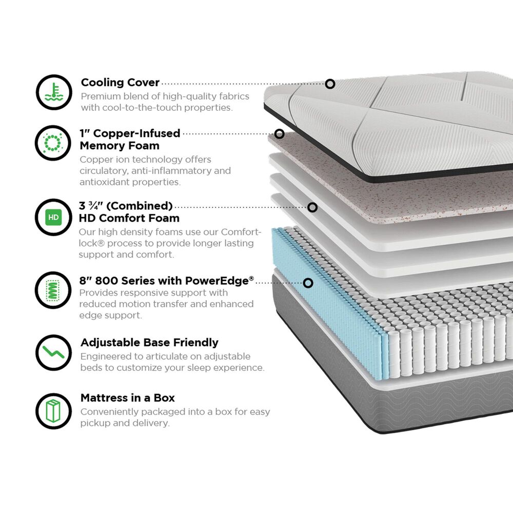 Southerland B&#39;s Sleep Rose Plush Hybrid Twin XL Mattress with High Profile Box Spring, , large