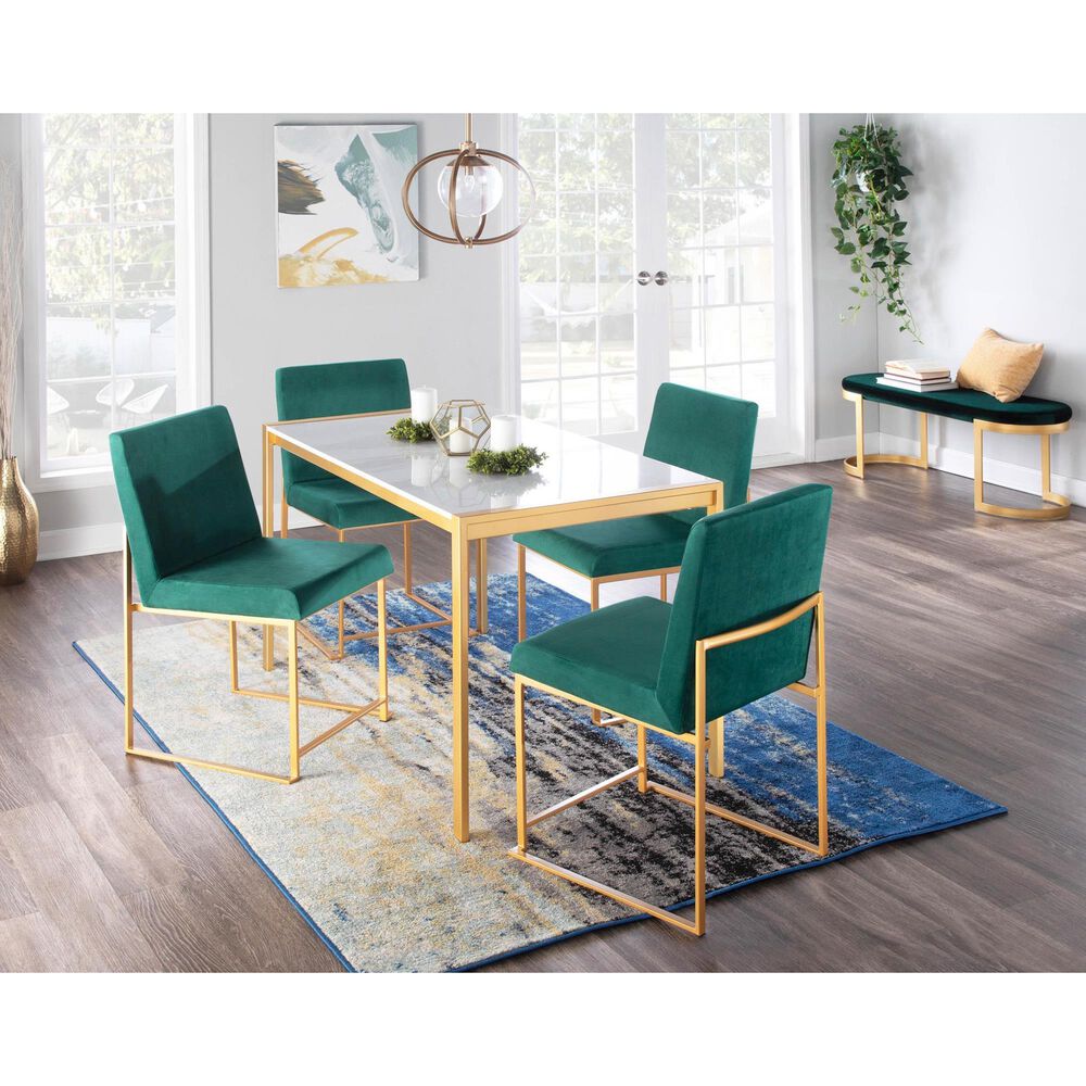 Lumisource Fuji Side Chair with Green Cushion in Gold &#40;Set of 2&#41;, , large