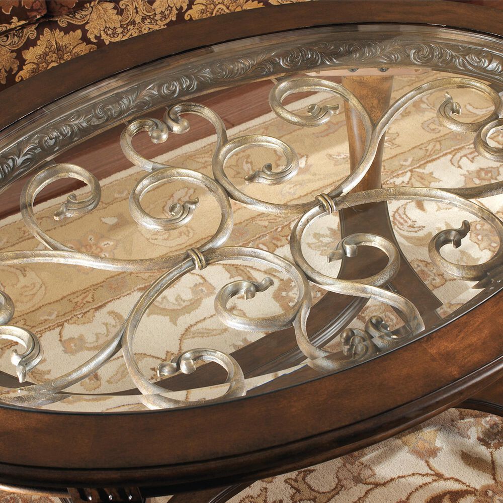 Ashley Norcastle Coffee Table in Dark Brown and Clear, , large