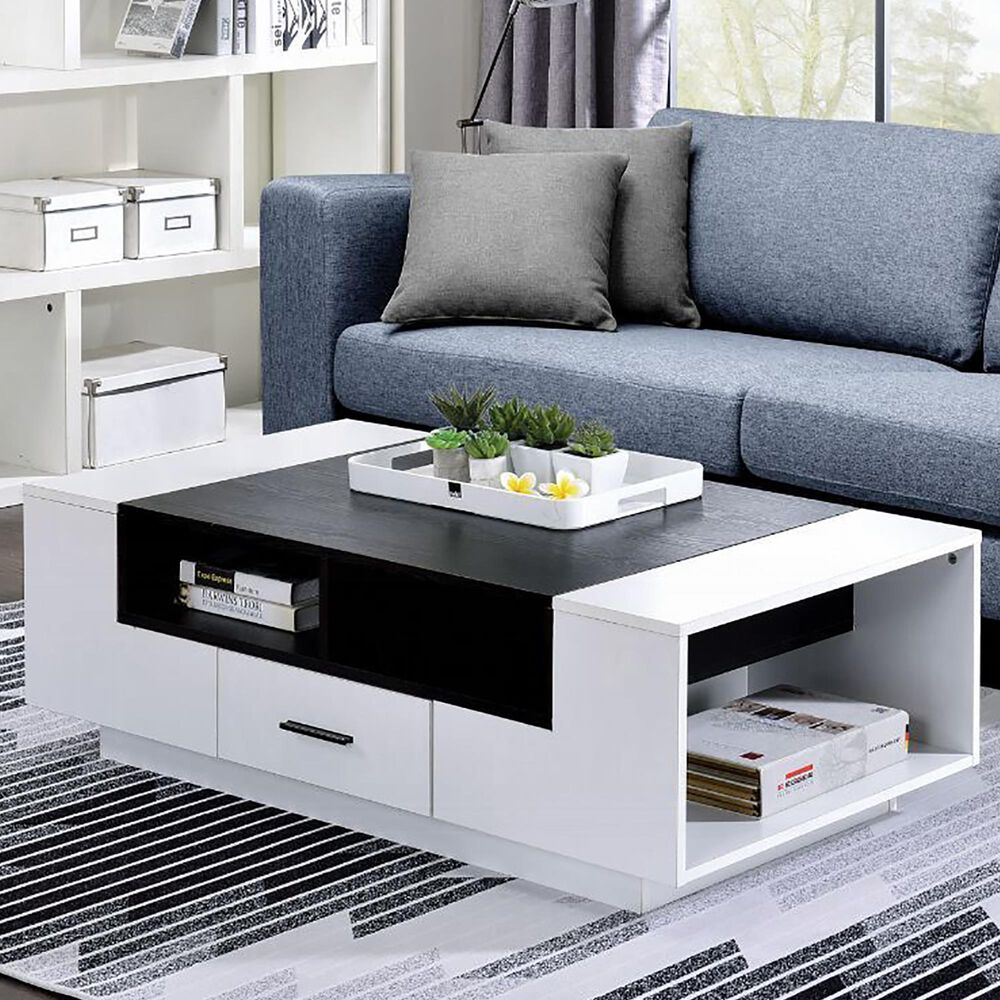 Gunnison Co. Armour Coffee Table in White/Black, , large