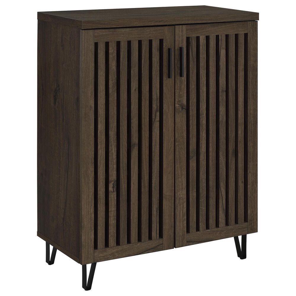 Coaster Brixton 6-Shelf Shoe Storage Cabinet in Smoked Oak and Black, , large