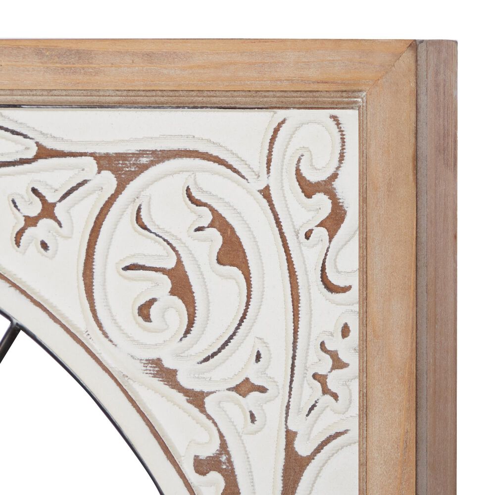 Maple and Jade 29&quot; Wall Clock in Distressed White and Brown, , large