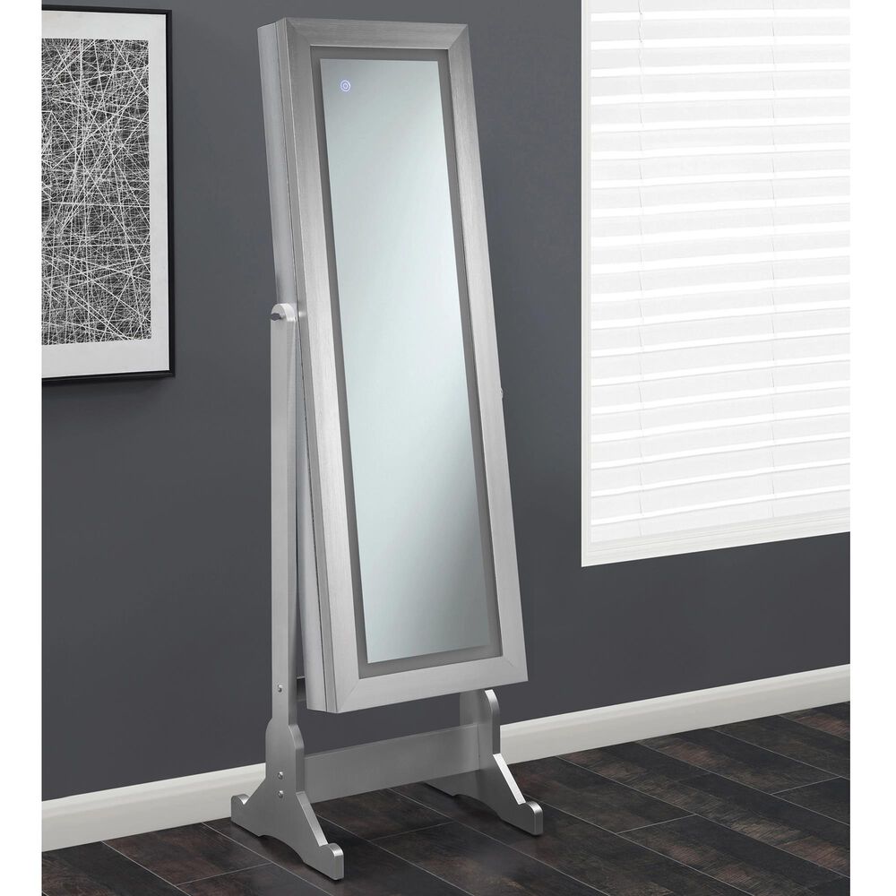 Pacific Landing Moore Jewelry Cheval Mirror in Silver, , large