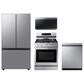 Samsumg 4-Piece Kitchen Package with 30 Cu. Ft. French Door Refrigerator with Beverage Center and 6.0 Cu. Ft. Smart Freestanding Gas Range in Stainless Steel, , large