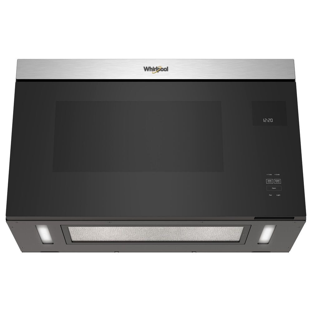 Whirlpool 2-Piece Kitchen Package with Black Stainless 5 Cu. Ft. Smart Gas Range and Fingerprint Resistant Stainless Steel 1.1 Cu. Ft. Flush Mount Microwave, , large