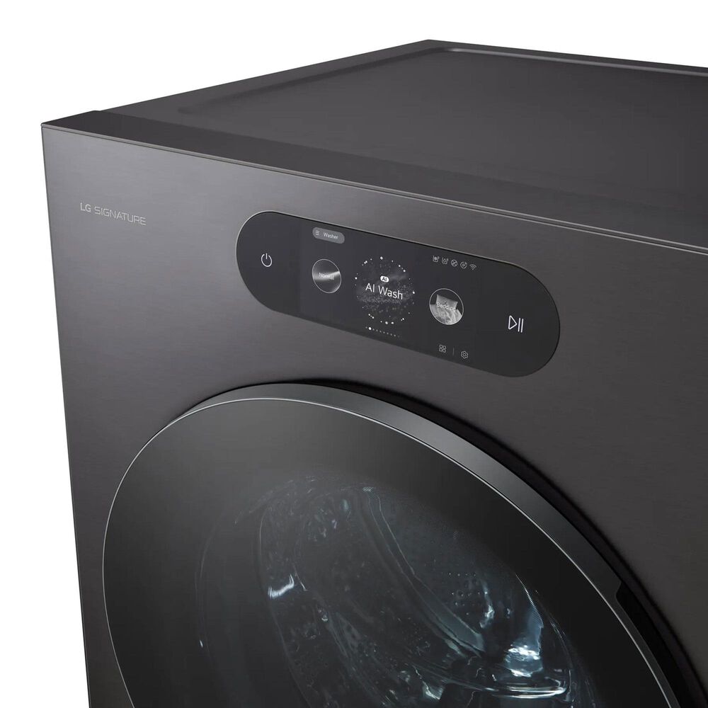 LG 5.8 Cu. Ft. Smart Front Load Washer and 9 Cu. Ft. Smart Electric Dryer Laundry Pair in Brushed Black Steel, , large