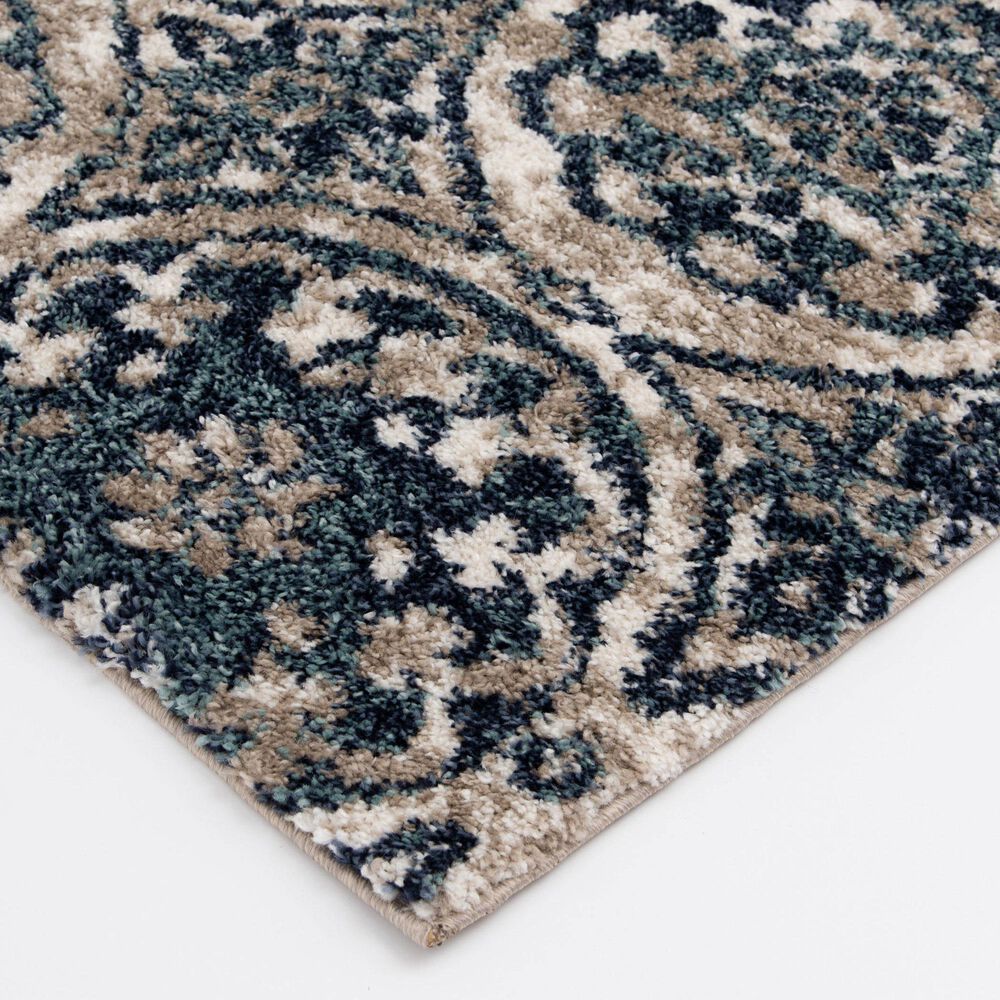 Central Oriental Tulsa Ledyard 5&#39; x 7&#39;3&quot; White Sand and Blue Navy Area Rug, , large