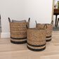 Maple and Jade Seagrass Storage Basket in Brown and Black (Set of 3), , large