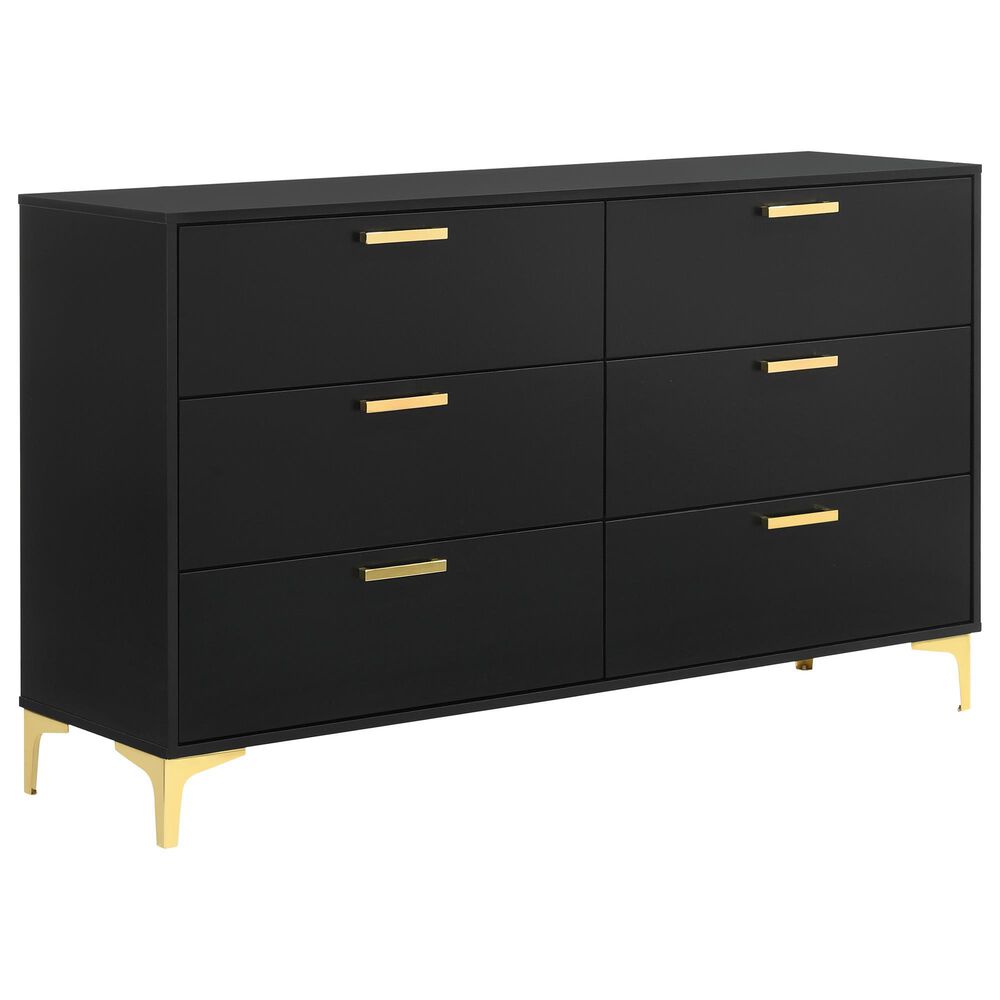 Pacific Landing Kendall 4-Piece Queen Upholstered Bedroom Set in Black and Gold, , large