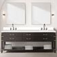 Lexora Home Norwalk 84" Double Bathroom Vanity in Brown Oak with White Cultured Marble Top  and Rectangle Sink, , large