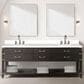 Lexora Home Norwalk 84" Double Bathroom Vanity in Brown Oak with White Cultured Marble Top and Rectangle Sink, , large