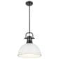 Golden Lighting Duncan 1-Light Pendant with Rod and Matte White Shade in Matte Black, , large