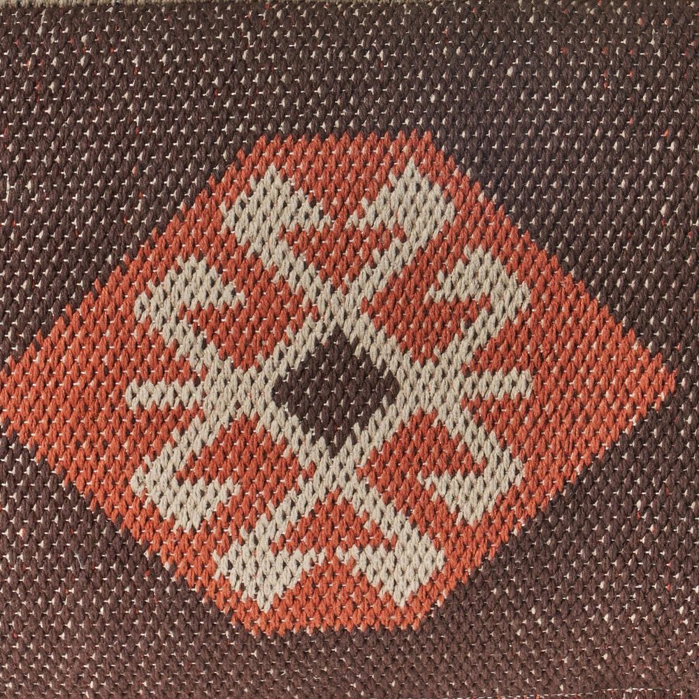 LR Home 18" Square Kilim Pouf in Brown and Orange, , large