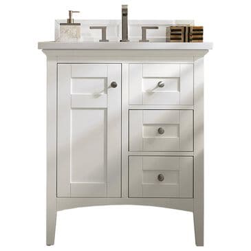 James Martin Vanities Palisades 30" Single Bathroom Vanity in Bright White with 3 cm White Zeus Quartz Top and Rectangular Sink, , large