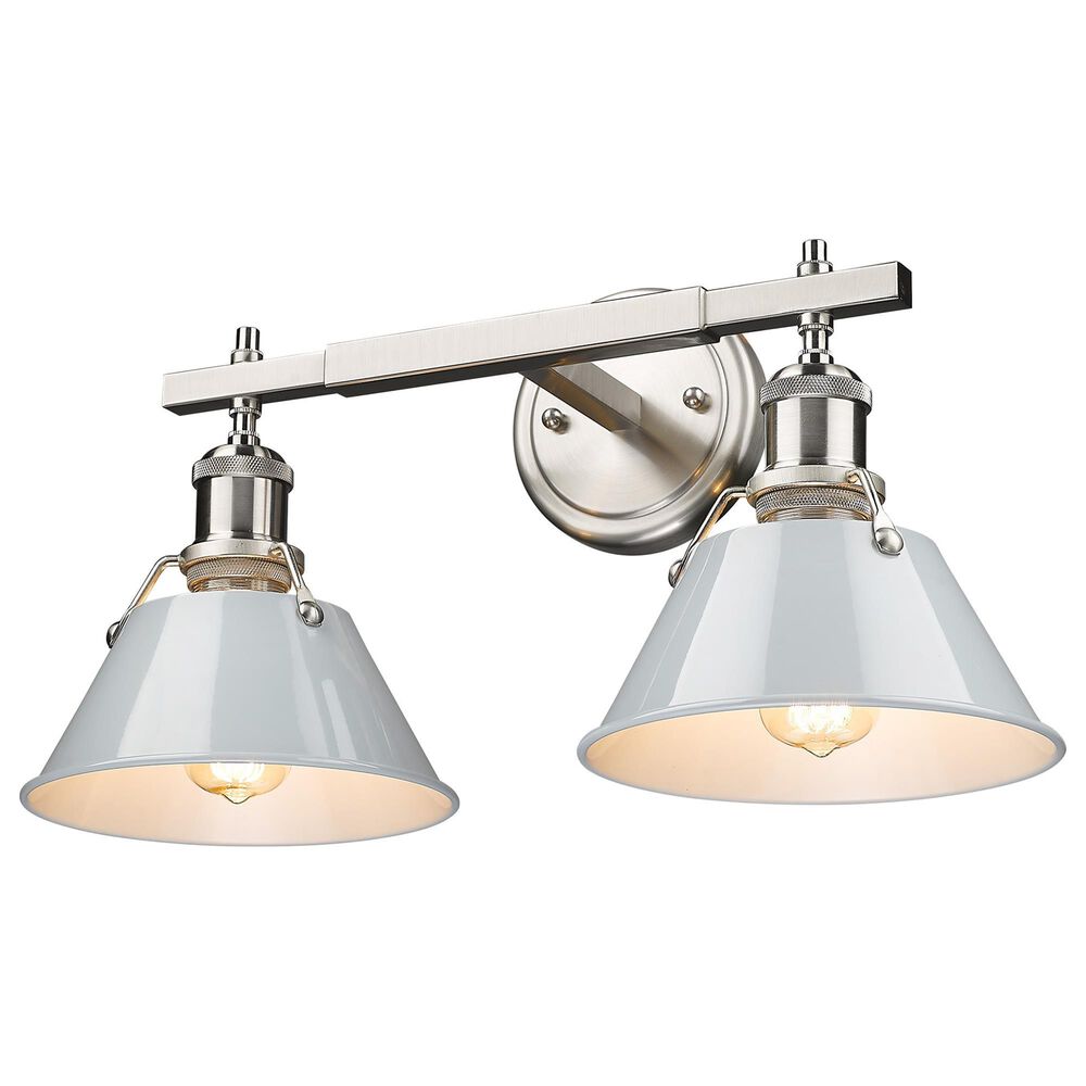 Golden Lighting Orwell 2-Light Bath Vanity with Dusky Blue Shade in Pewter, , large